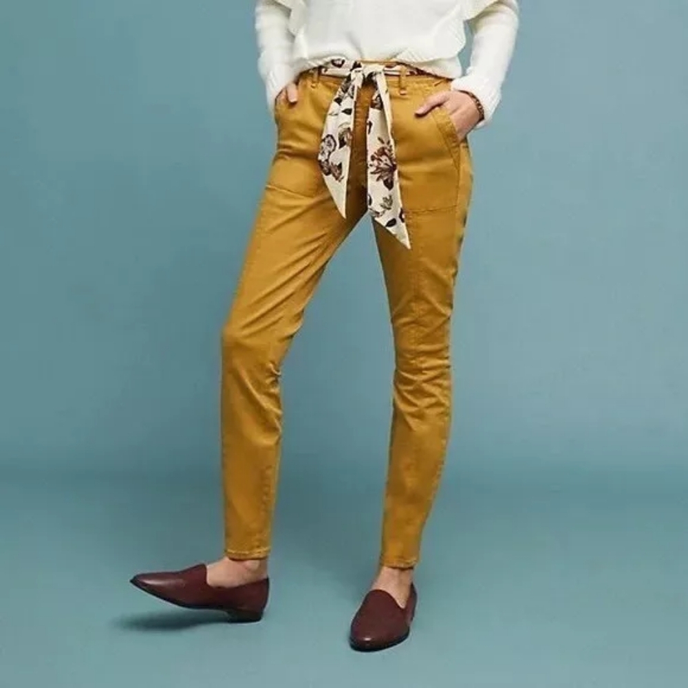 Anthropologie Women's Jefferson Mustard Yellow Slim Utility Pants